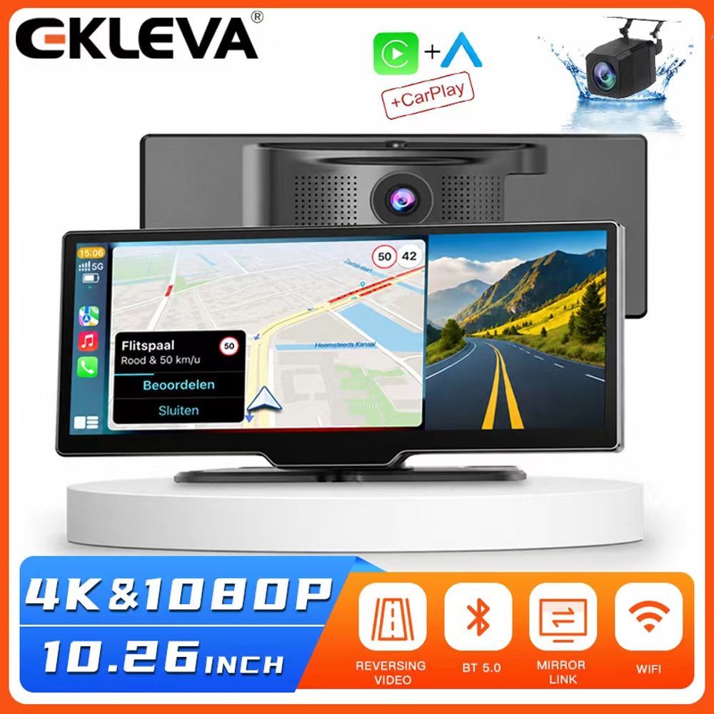 Dual Dash Cam With Gps Wifi - EKLEVA 10.26インチ 4K デュアルドライブレコーダー 前後カメラ 赤外線暗視
