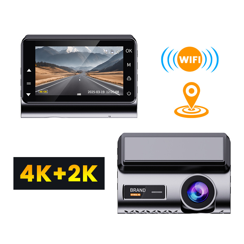 Dash Cam 2K Dual Lens - 4K DVR WiFi ドライブレコーダー 前後2カメラ搭載 車載カメラ