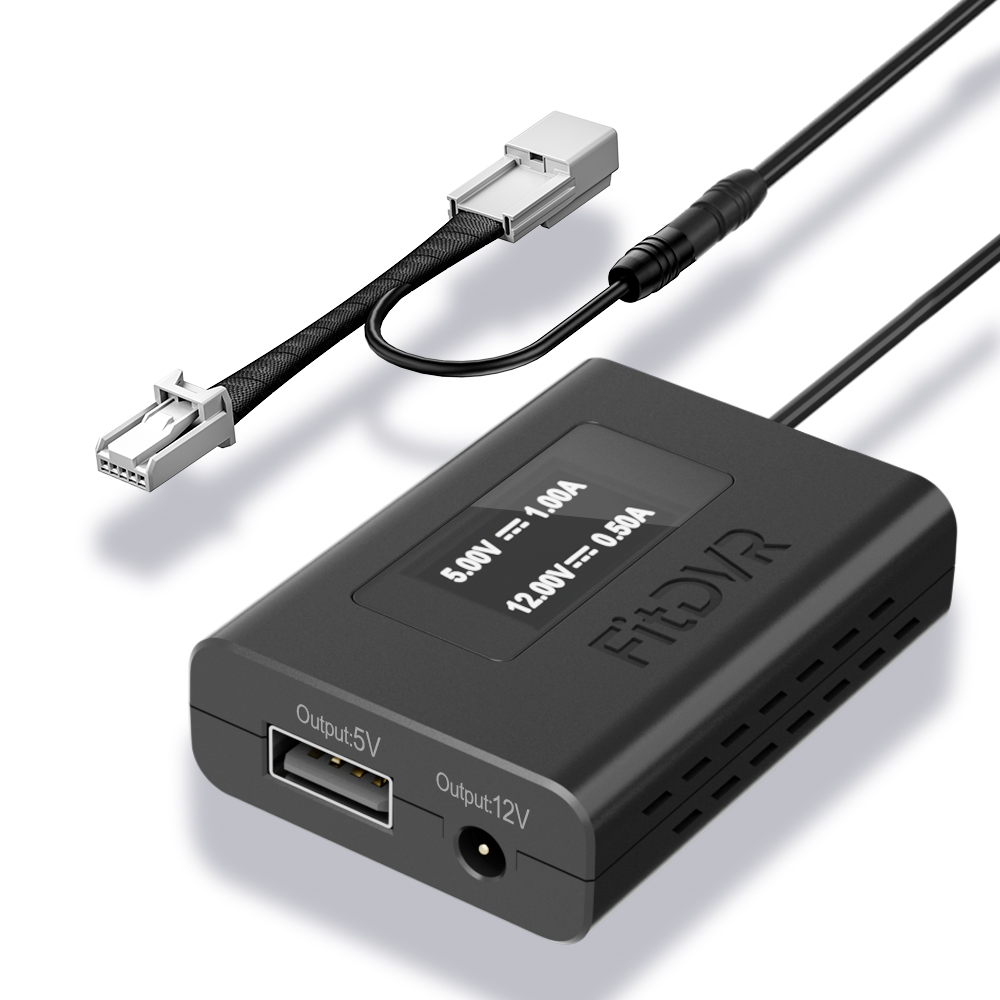 Dash Cam Hardwire Kit - FitDVR ダッシュカメラ電源アダプター (5ピン) トヨタ用 自動調光バックミラー、LEDディスプレイ、USB電源、D3-066対応