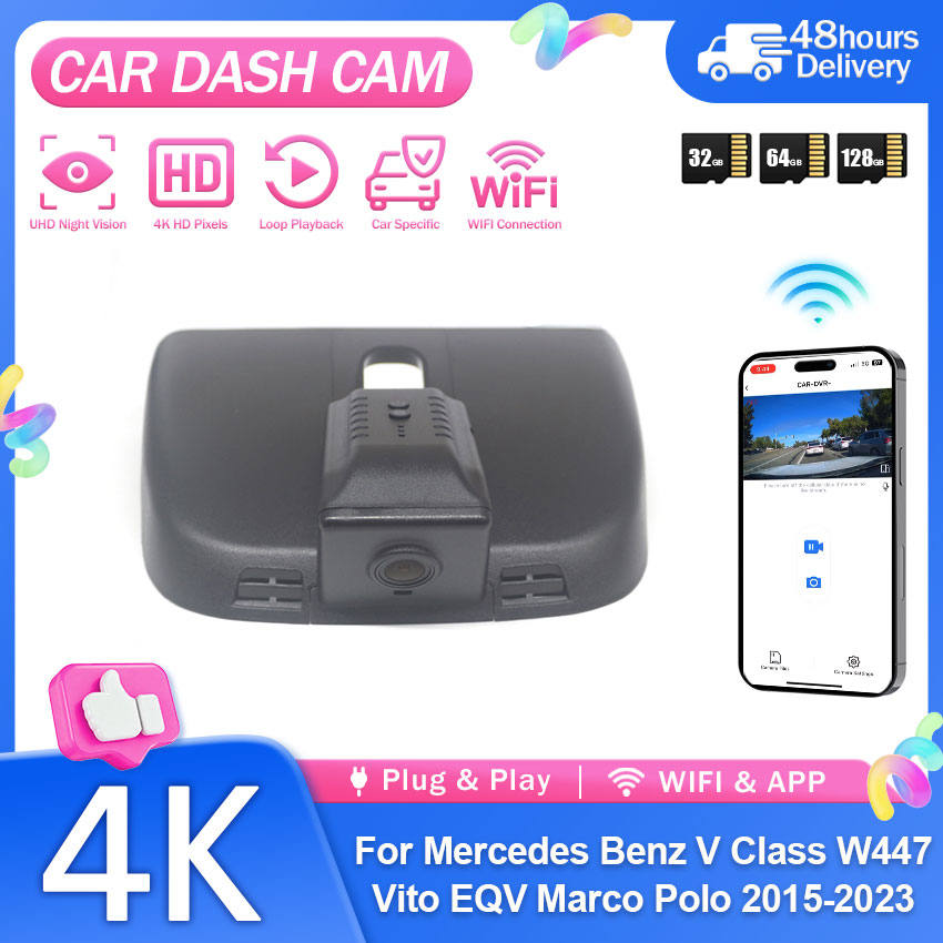 Dash Cam Front And Rear 4K - メルセデス・ベンツ Vクラス W447 ヴィト EQV マルコ・ポーロ