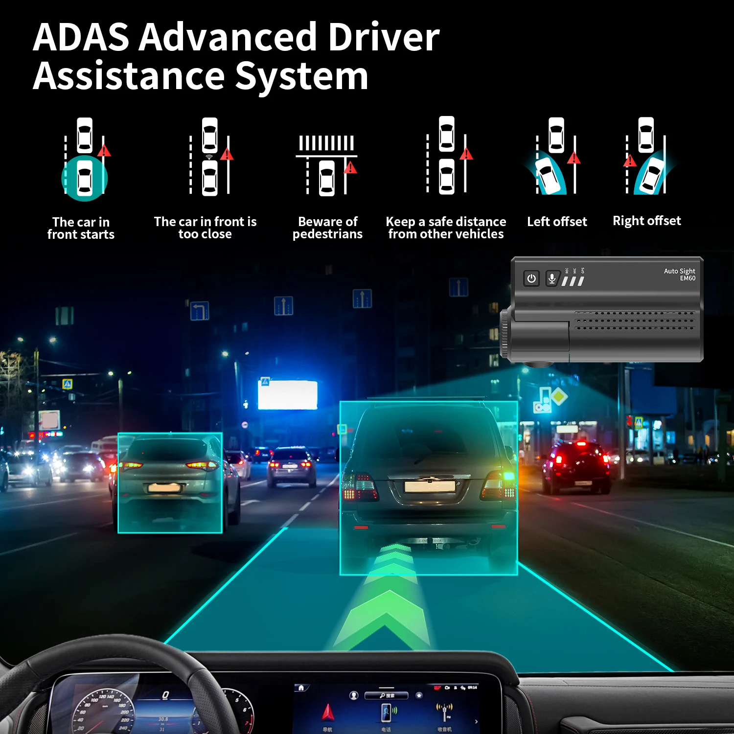 Dash Cam Front And Rear 4K - 4KデュアルレンズStarvis 2ナイトビジョン搭載ADASドライブレコーダー前後カメラブラックボックス1年間4G対応