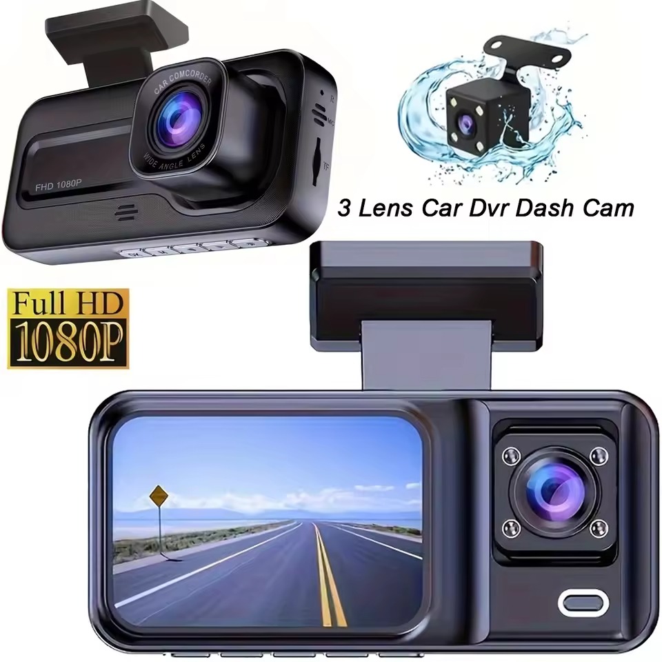 Dash Cam 3 Channel 1080P - 3チャンネル1080P WiFi車載DVRダッシュカム前後室内ビュー3方向ビデオレコーダー暗視ループ録画ブラックボックス