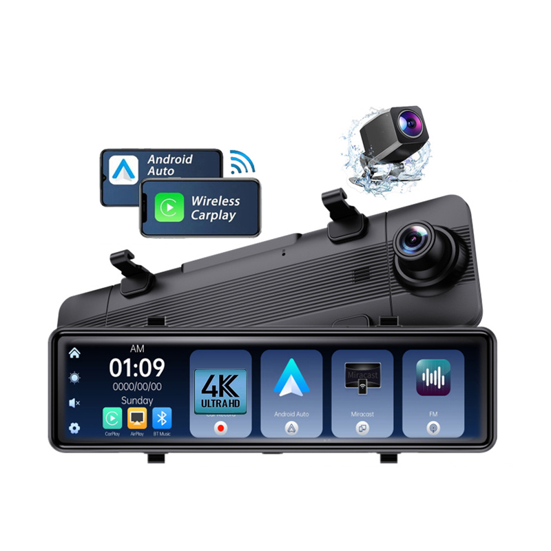 Dash Cam Rear View Mirror 12 Inch - 12インチ4K HDカープレイ対応車載リアビューミラー型ドライブレコーダー（バックカメラとタッチスクリーンディスプレイ付き）
