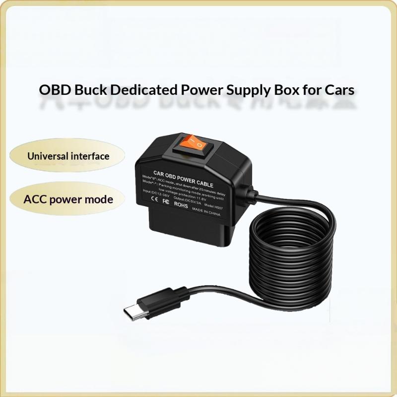 Dash Cam Hardwire Kit - OBDハードワイヤー電源キット。Type-Cポート対応、駐車モード対応。12V/24Vの乗用車、トラック、SUV、ドライブレコーダーに適合。