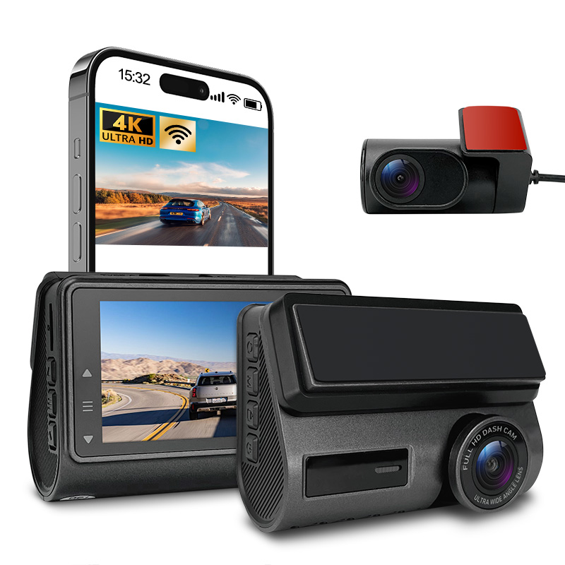 Dash Cam 2K Dual Lens - 4K 2KデュアルレンズUHD WiFiドライブレコーダー 前後カメラ ループ録画 暗視機能