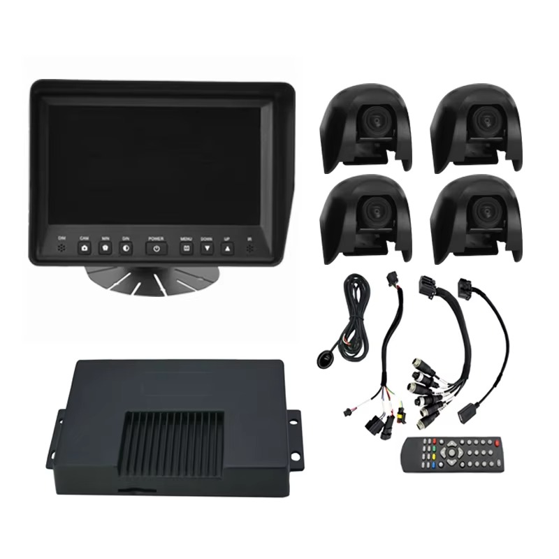 Dash Cam 360 Degree Panoramic - 広角レンズ搭載、1080p、4つのカメラ、360度全方位表示、車載用ドライブレコーダー、3Dパノラマビュー、鳥瞰図表示カメラシステム