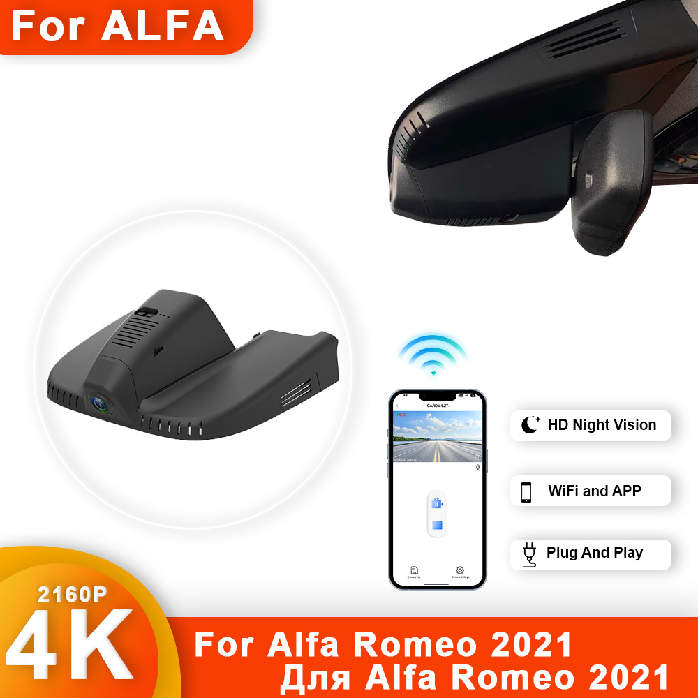 Dash Cam Front And Rear 4K - アルファロメオ,wifi,車のDVR,カスタマイズ,stelvio,giulia,stelvio,4k,hd,2160p用のプラグアンドプレイダッシュカム
