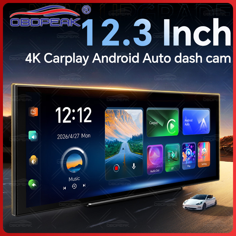 Dual Dash Cam With Gps Wifi - 12.3インチ 4K 車載ドライブレコーダー K9 Max ワイヤレスCarPlay