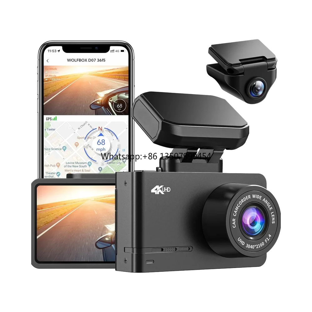 Dual Dash Cam With Gps Wifi - Wolfbox Dealer D07 デュアルダブルDVR車載前後カメラ 4K 1080P