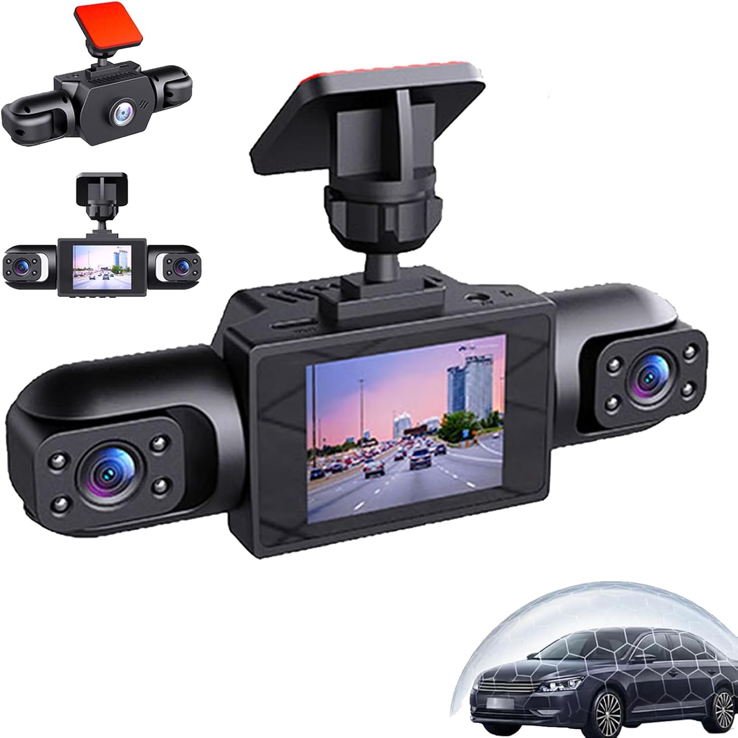 Dash Cam 360 Degree Panoramic - 全方位360度1080Pパノラマドライブレコーダー2インチ4レンズ衝突検知モーションモニタリングクロスボーダービデオレコーダー