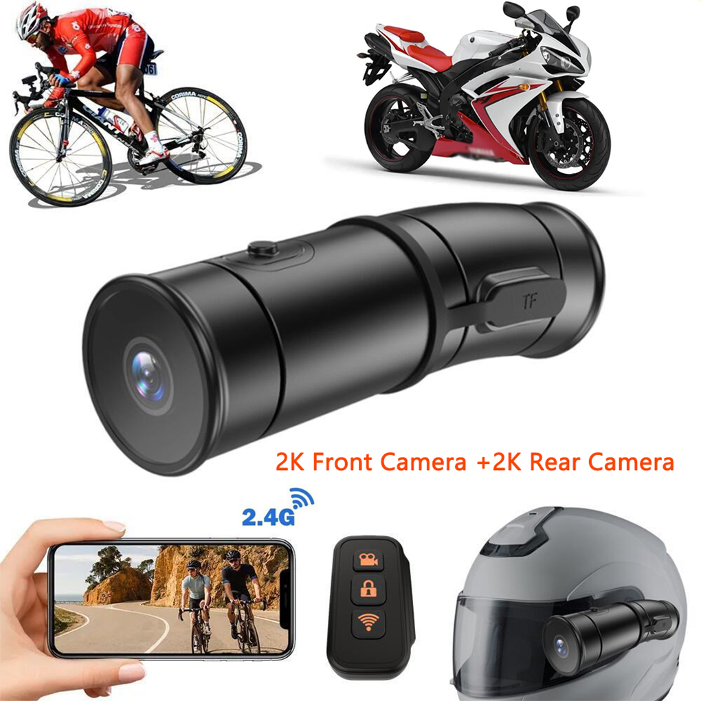 Dash Cam 2K Dual Lens - フルHD 2K ヘルメットカメラ WiFi デュアルUHD ウェアラブルバイク自転車アクションカメラ
