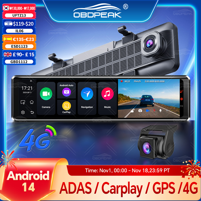 Dual Dash Cam With Gps Wifi - D90リアビューミラー 4G Android 14 カーDVR GPSナビゲーション