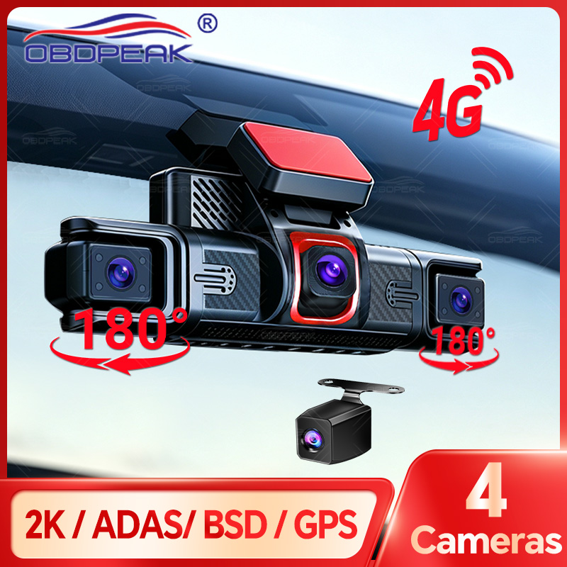 Dash Cam 3 Channel 1080P - M100 隠し型4チャンネルLTE 4G車載ダッシュカム アプリ対応 2K+3*1080P 赤外線ナイトビジョン