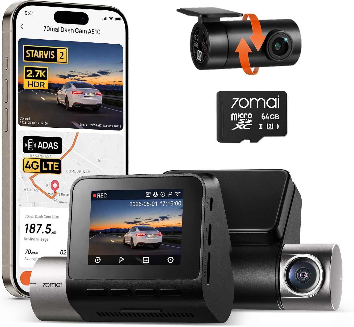 Dual Dash Cam With Gps Wifi - デュアルダッシュカム 1944P 1080P STARVIS 2 IMX675