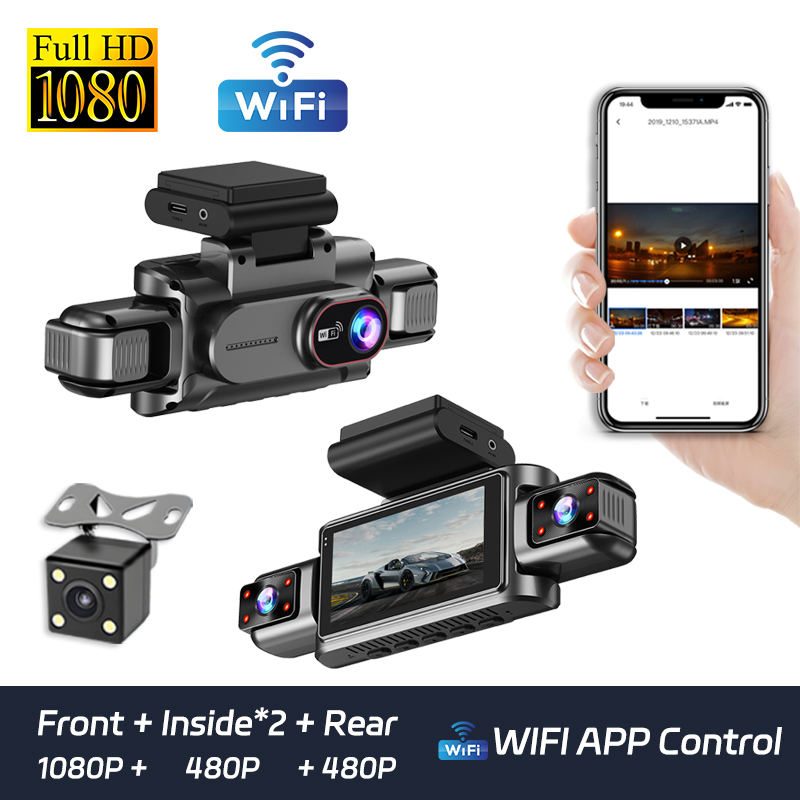 Dash Cam Night Vision Infrared - 4チャンネルダッシュカム 1080Pドライブレコーダー WiFi搭載 車載カメラ 前後左右 赤外線ナイトビジョン