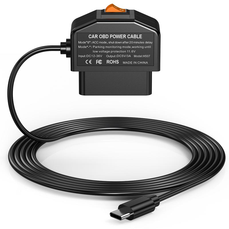 Dash Cam Hardwire Kit - 【CR】ドライブレコーダー用OBDハードワイヤー電源キット。Type-Cポート、駐車モード対応。12V/24Vの乗用車、トラック、SUV、DVRに適合。