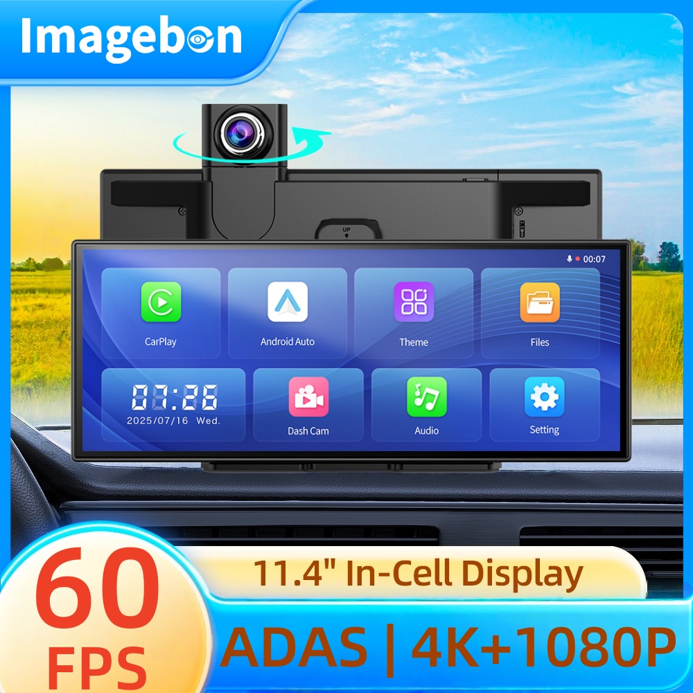 Dual Dash Cam With Gps Wifi - Imagebon 11.4 インチ 4K ADAS ダッシュカム