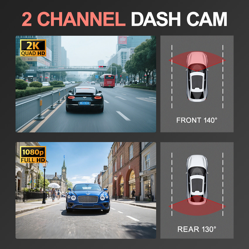 3.16インチIPS WIFI UHD 2Kドライブレコーダ - Dash Cam 2K Dual Lens のレビューと価格
