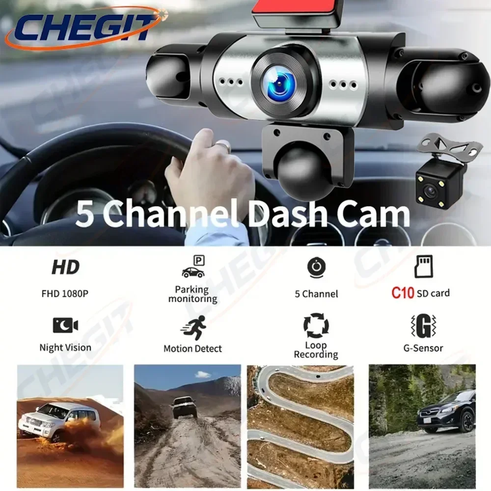 新型5レンズドライブレコーダー360 °   1080Pビデ - Dash Cam Mirror Backup Camera のレビューと価格