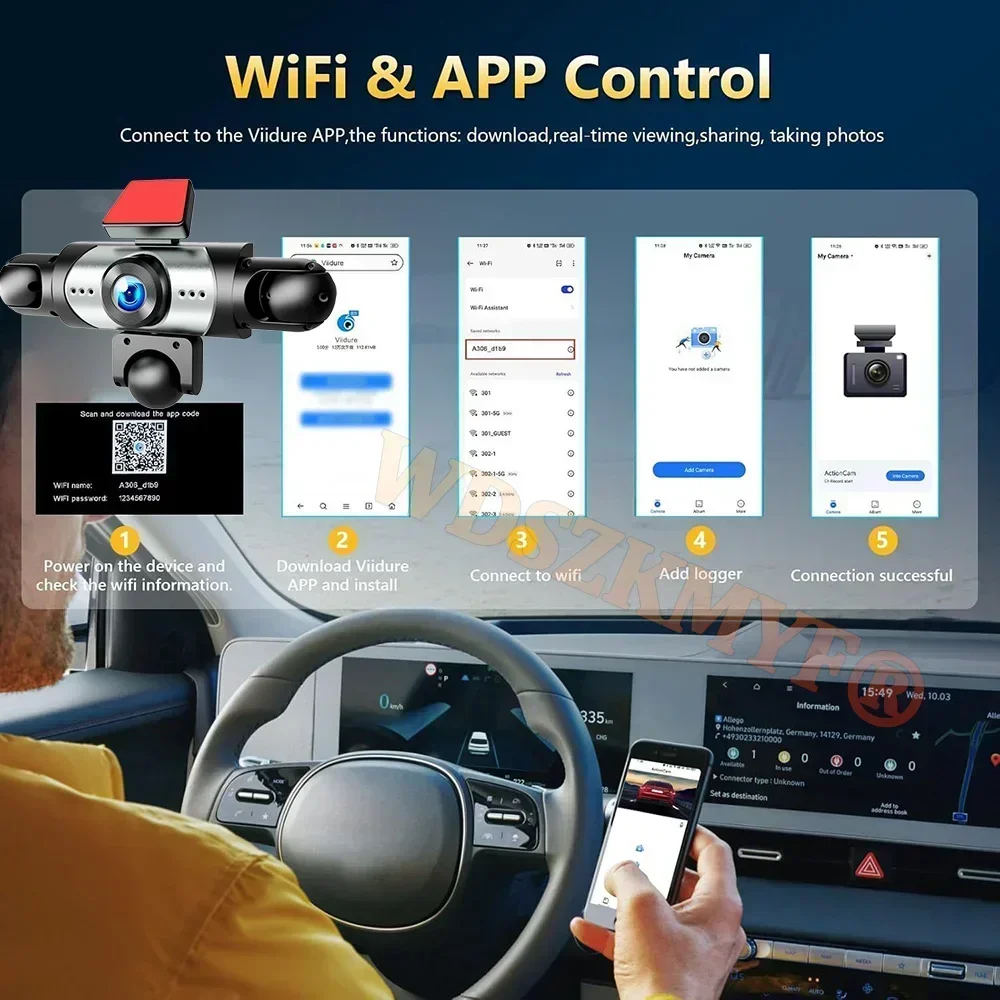 新型5レンズドライブレコーダー360 °   1080Pビデ - Dash Cam Mirror Backup Camera のレビューと価格