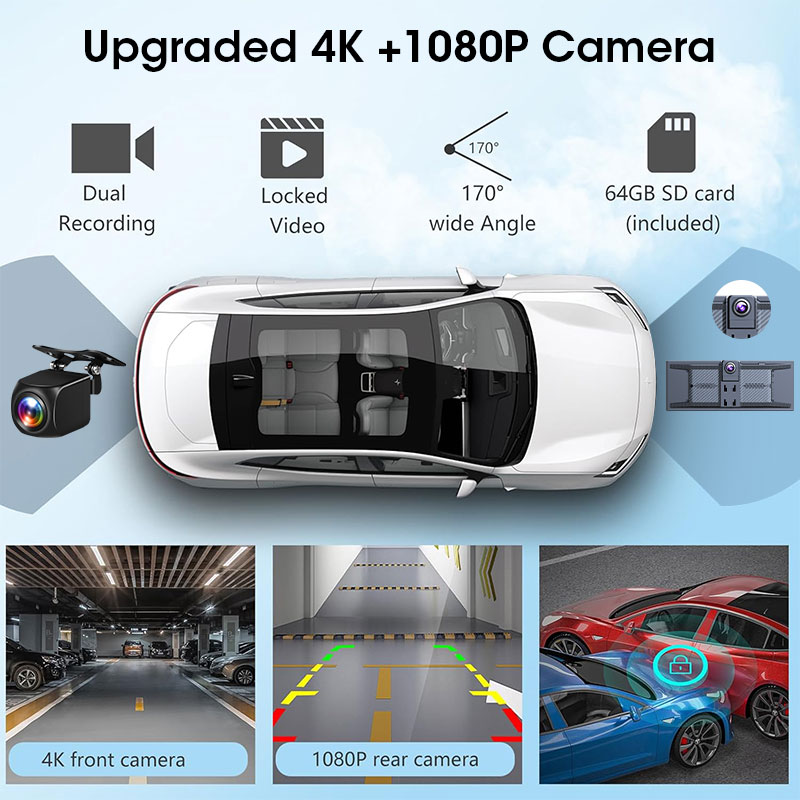 11.3インチ 車 DVR 4K ダッシュボード ワイヤレス - Dual Dash Cam With Gps Wifi のレビューと価格