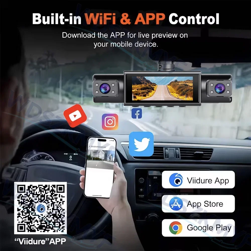 WiFi 4チャンネル ドライブレコーダー リアビューカメラ - Dash Cam 3 Channel 1080P のレビューと価格