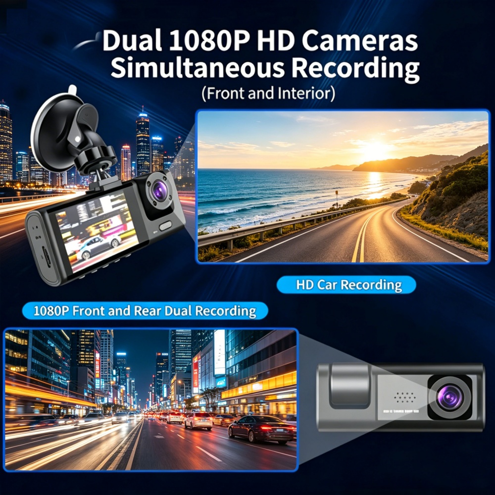 ダッシュカム 1080P フルHD WiFi フロント/キャ - Dash Cam 3 Channel 1080P のレビューと価格