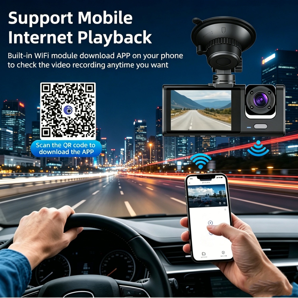 ダッシュカム 1080P フルHD WiFi フロント/キャ - Dash Cam 3 Channel 1080P のレビューと価格