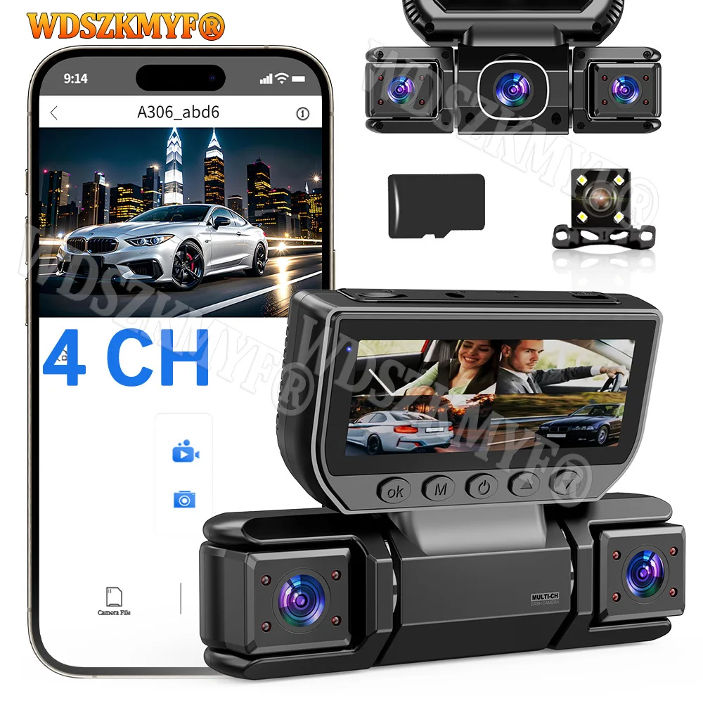 4カメラ360度車載DVR 1080Pビデオレコーダー WI - Dash Cam 360 Degree Panoramic のレビューと価格