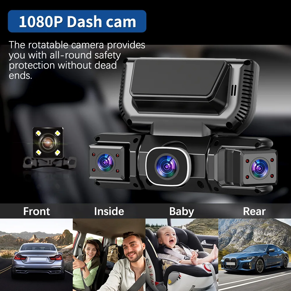 4カメラ360度車載DVR 1080Pビデオレコーダー WI - Dash Cam 360 Degree Panoramic のレビューと価格