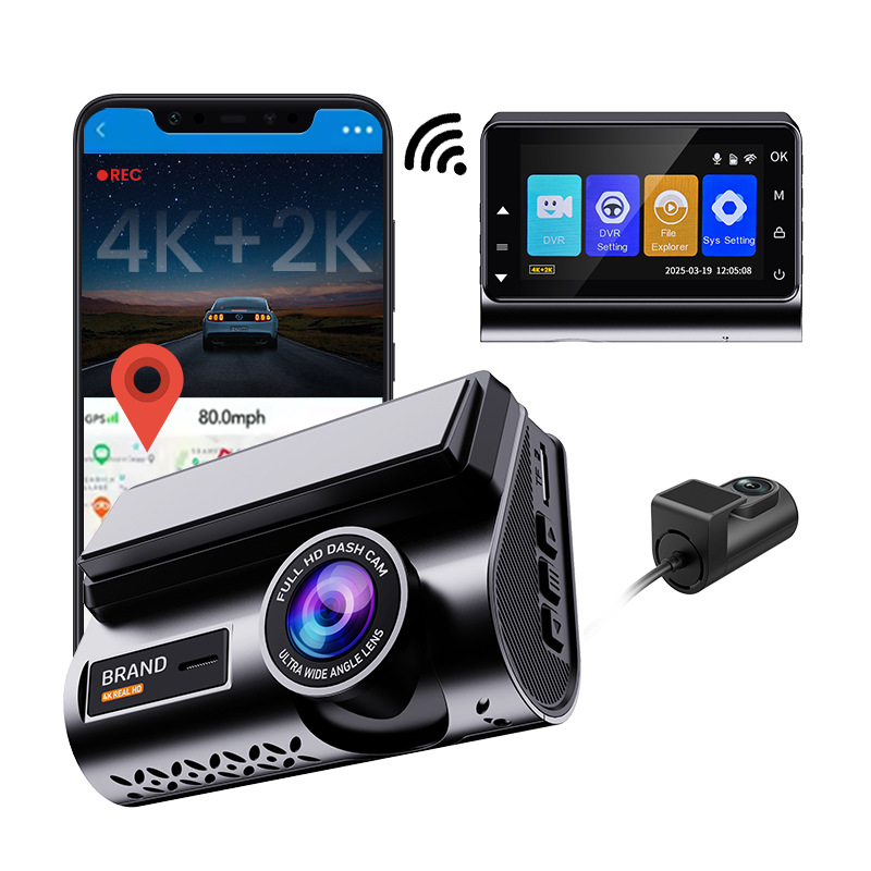 4K DVR WiFi ドライブレコーダー 前後2カメラ搭載 - Dash Cam 2K Dual Lens のレビューと価格