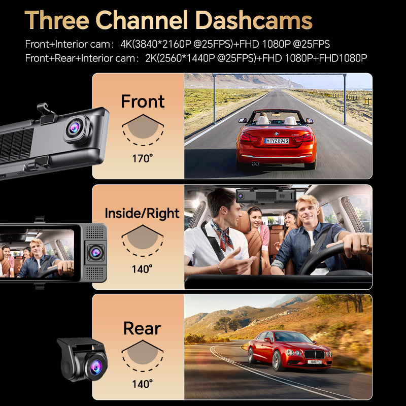 H330 ダッシュカム 3 チャンネルバックミラーフロント内 - Dual Dash Cam With Gps Wifi のレビューと価格