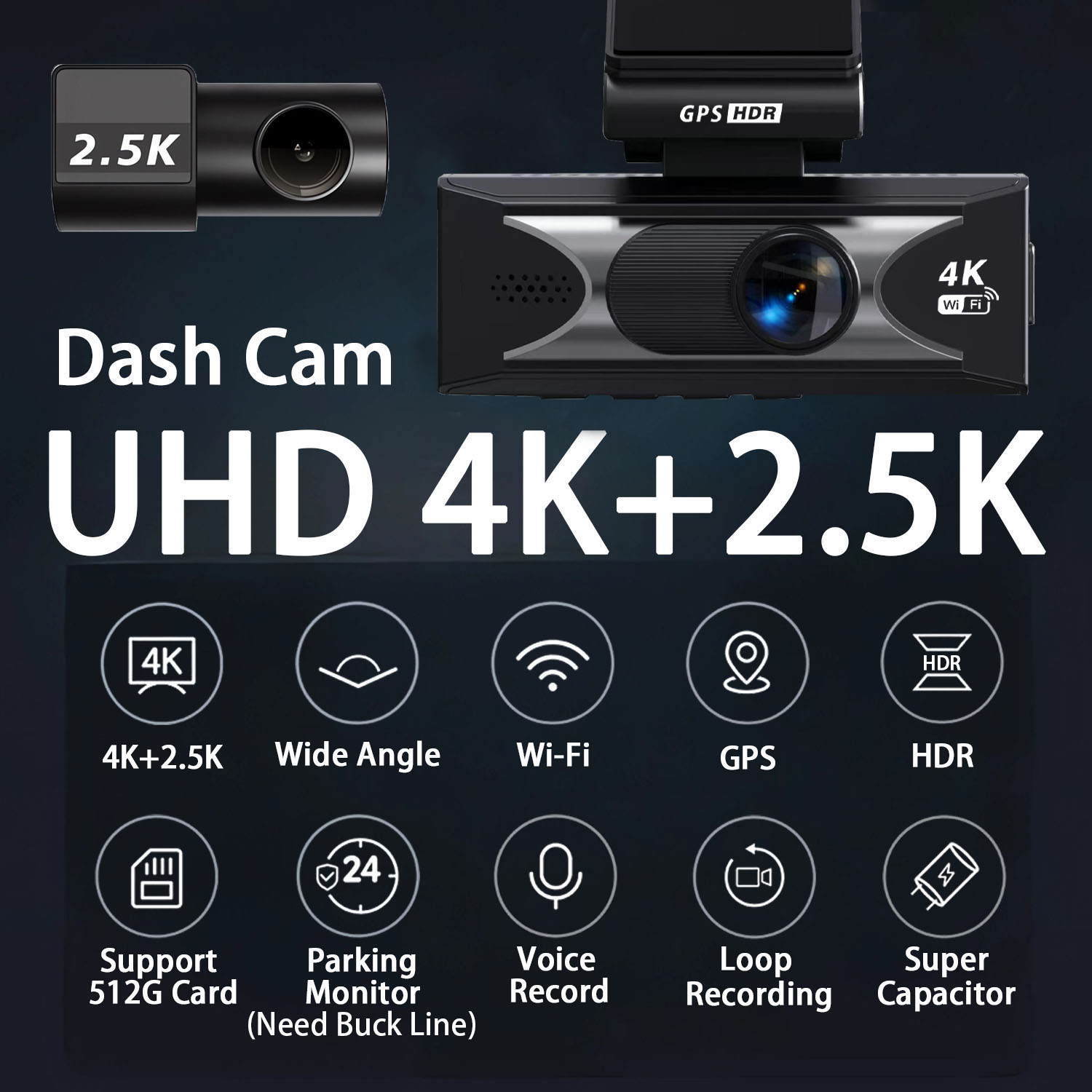 ドライブレコーダー UHD3840*2160P 4K + 2 - Dash Cam 4K Sony Starvis のレビューと価格