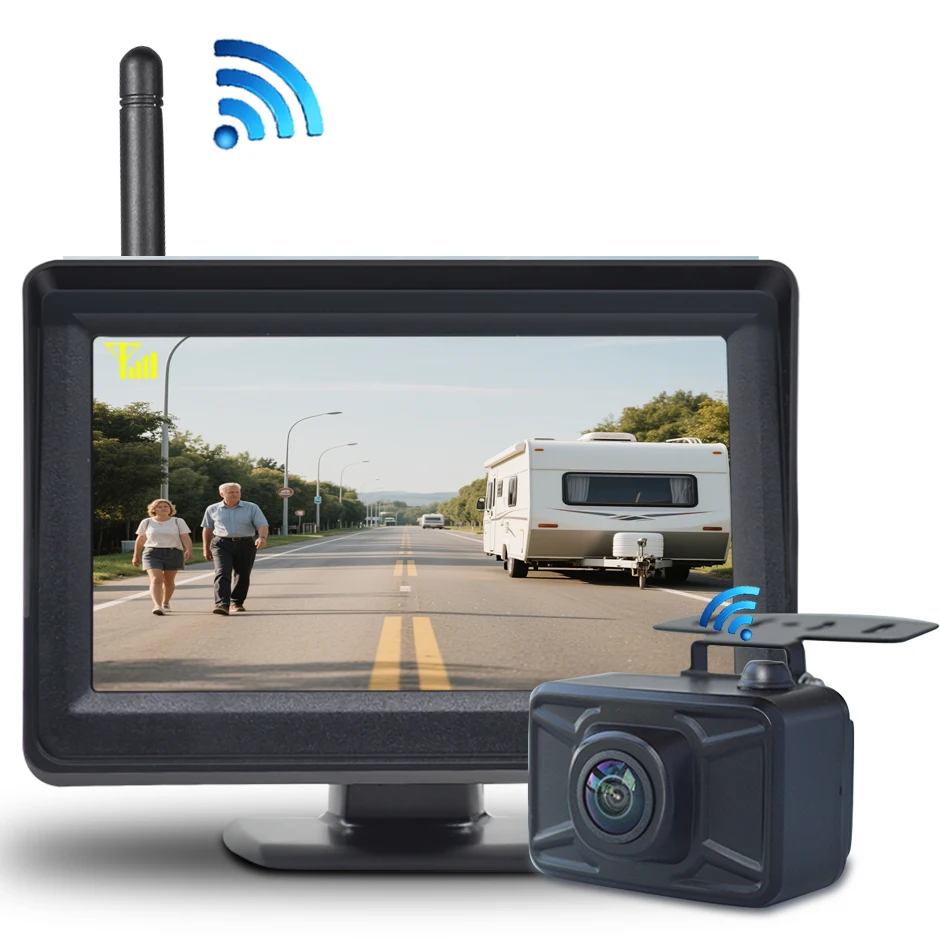 HDワイヤレス4.3インチモニター、バックアップリバースカメ - Dash Cam With Parking Monitor のレビューと価格