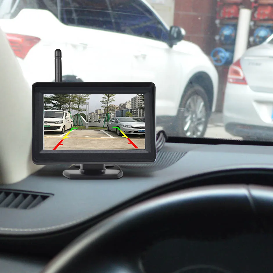 HDワイヤレス4.3インチモニター、バックアップリバースカメ - Dash Cam With Parking Monitor のレビューと価格