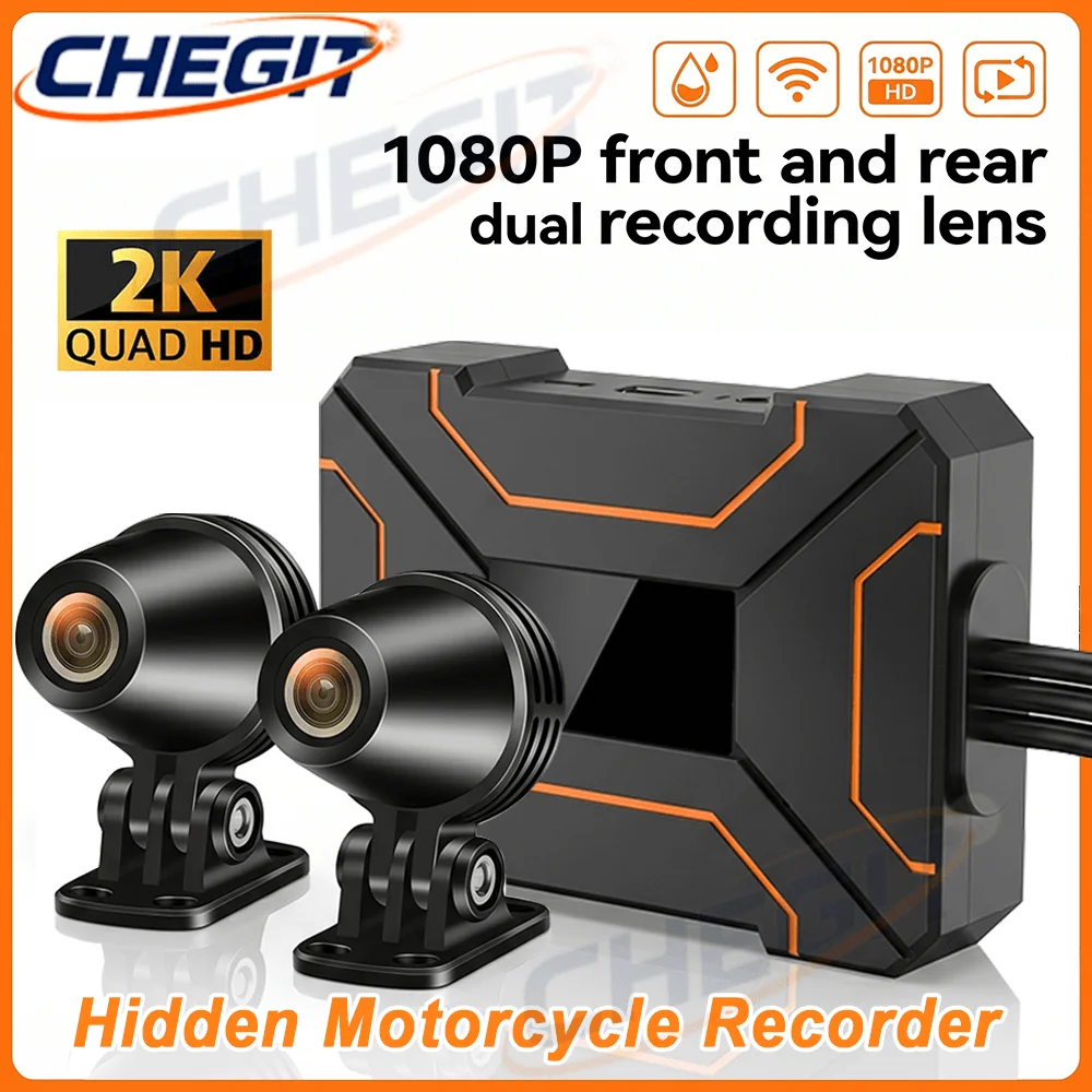 2K/1080Pデュアルレンズ防水隠し型バイク用DVR前後1 - Dash Cam 2K Dual Lens のレビューと価格