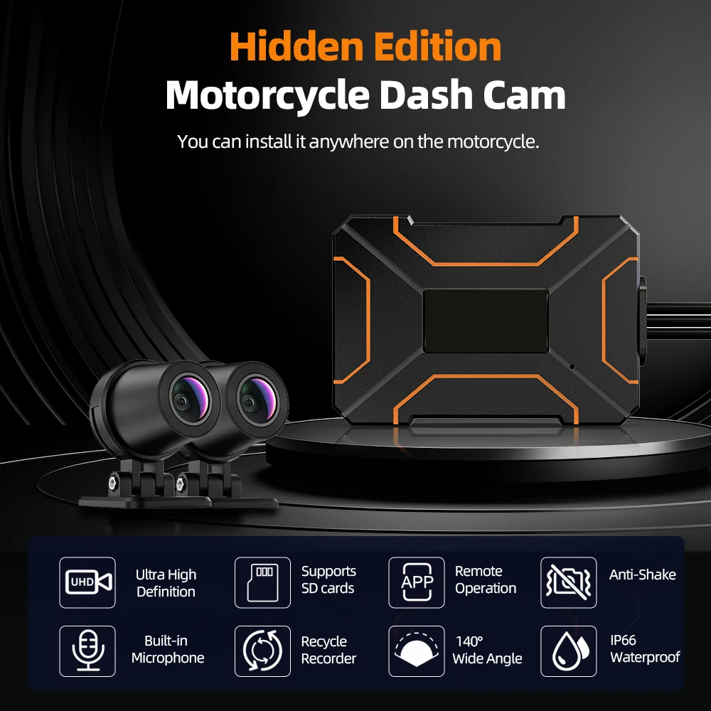 2K/1080Pデュアルレンズ防水隠し型バイク用DVR前後1 - Dash Cam 2K Dual Lens のレビューと価格