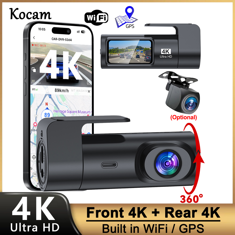 4K UHD録画対応、Wi-Fi接続、夜間撮影機能付き、GP - Dual Dash Cam With Gps Wifi のレビューと価格