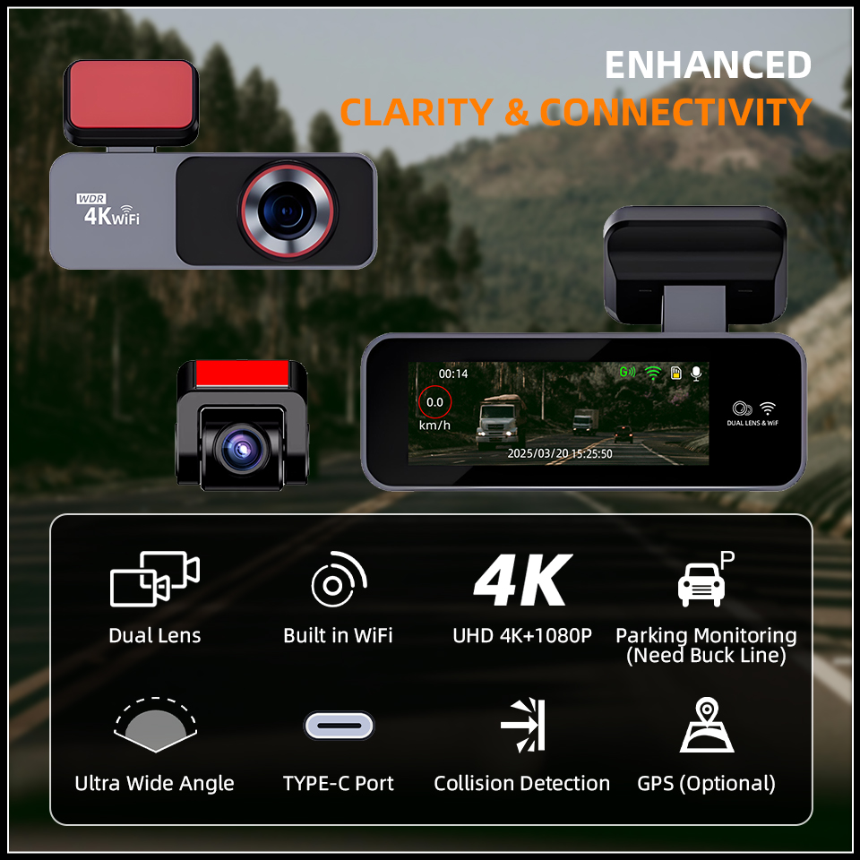 Acceo 4KウルトラHDドライブレコーダー内蔵WiFi搭 - Dual Dash Cam With Gps Wifi のレビューと価格