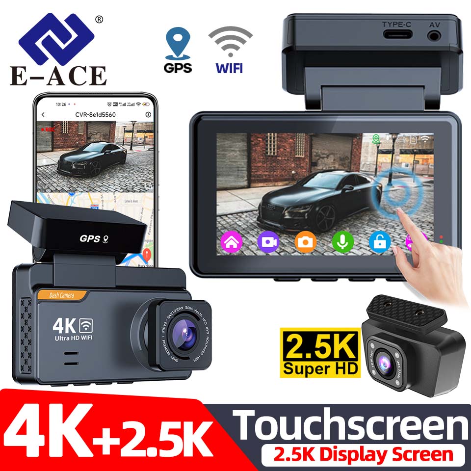 E-ACE 4K ダッシュカム 2.5K 高解像度タッチスク - Dash Cam 4K Sony Starvis のレビューと価格