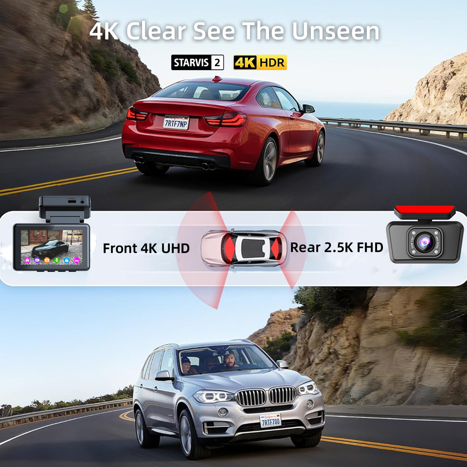 E-ACE 4K ダッシュカム 2.5K 高解像度タッチスク - Dash Cam 4K Sony Starvis のレビューと価格