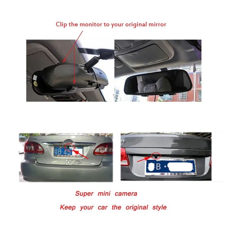 4.3 インチ車のバックミラー HD ビデオ自動駐車モニター - Dash Cam Mirror Backup Camera のレビューと価格
