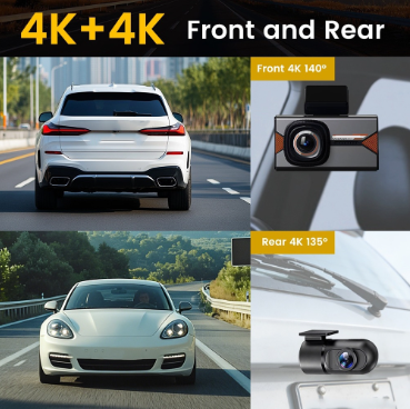 SUV用4Kドライブレコーダー 駐車監視機能付き ブラック× - Dash Cam Front And Rear 4K のレビューと価格