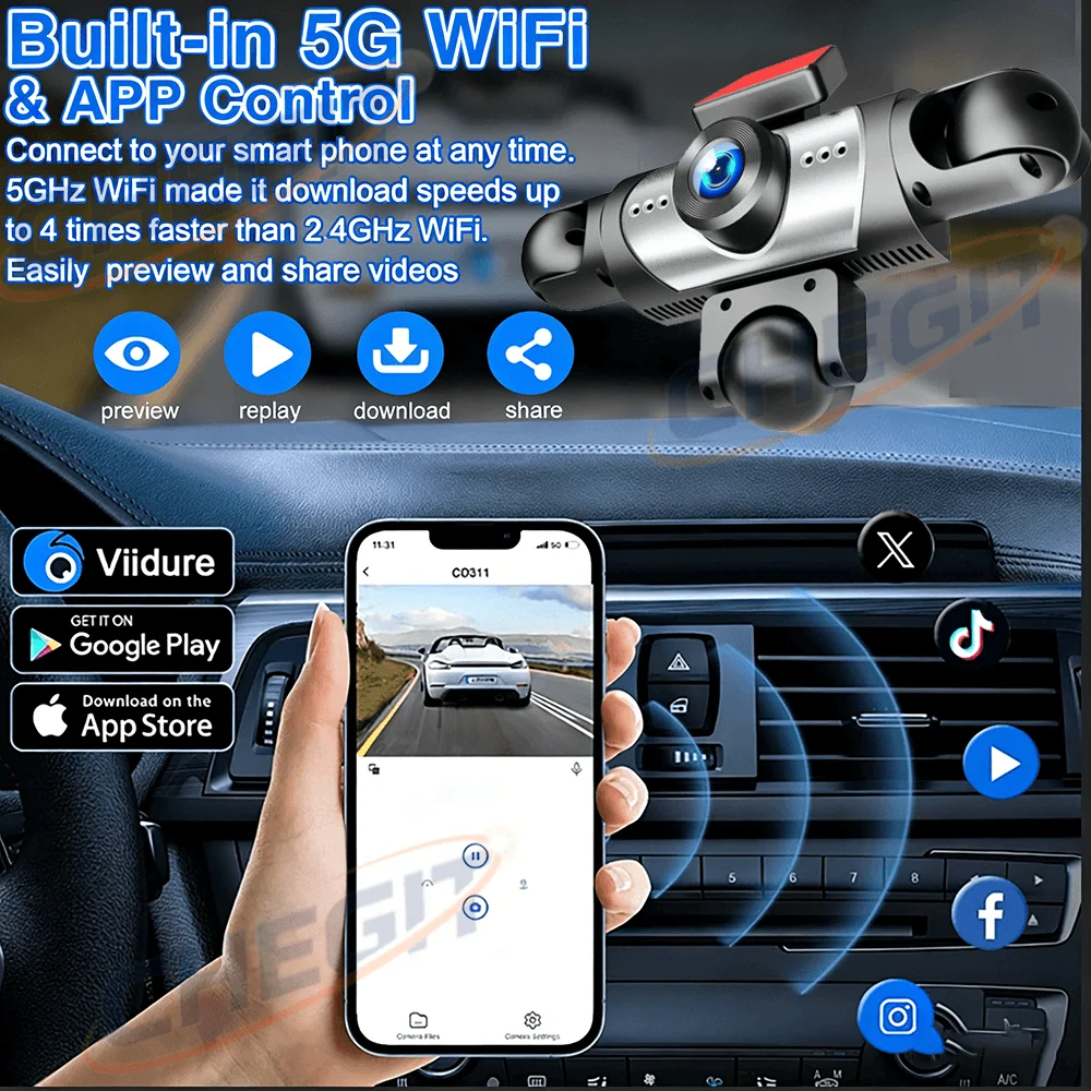 アップグレード版 3/5チャンネル 360度車載DVR 10 - Dash Cam 360 Degree Panoramic のレビューと価格