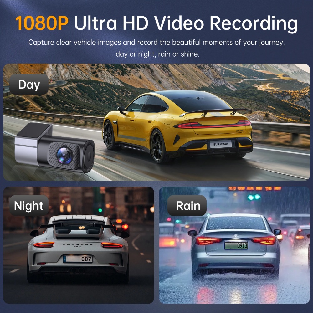 1080PウルトラHDミニダッシュカムカメラレコーダー360 - Dash Cam Front And Rear 4K のレビューと価格