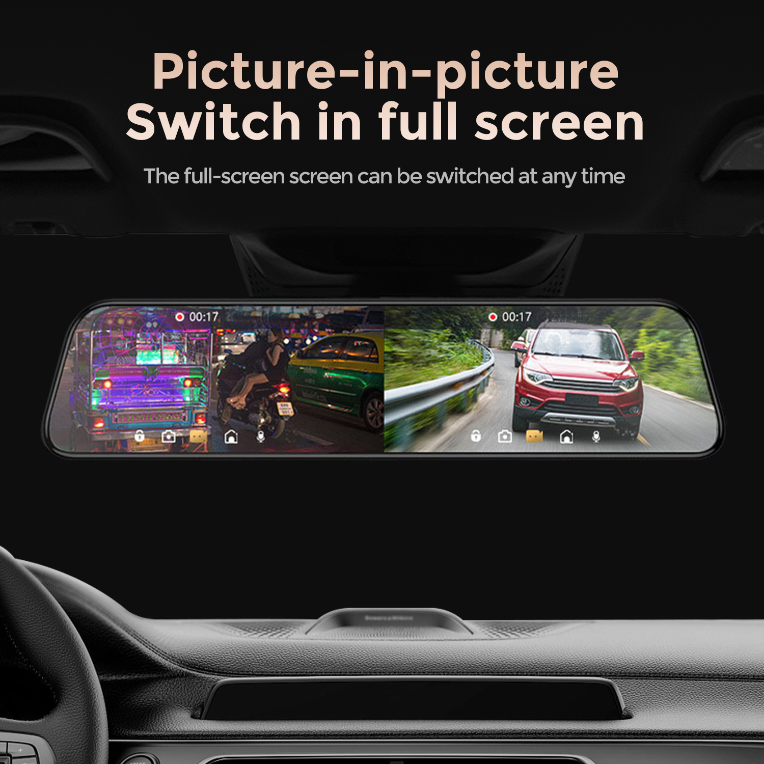 新型10/12インチレコーダーミラーカメラ ダッシュカム 前 - Dash Cam Rear View Mirror 12 Inch のレビューと価格