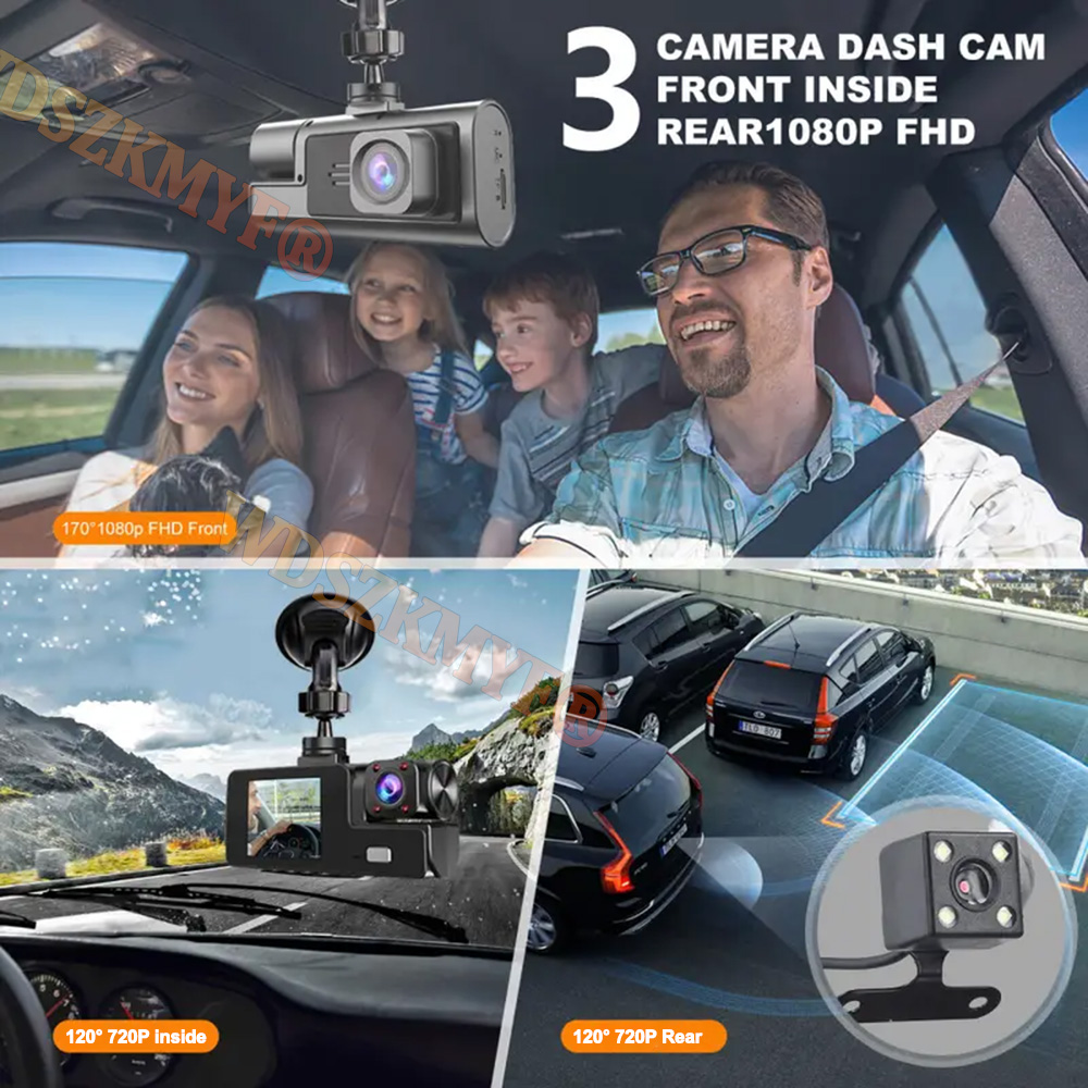 新型3ショットWIFI車載DVR 3チャンネルドライブレコー - Dash Cam 3 Channel 1080P のレビューと価格