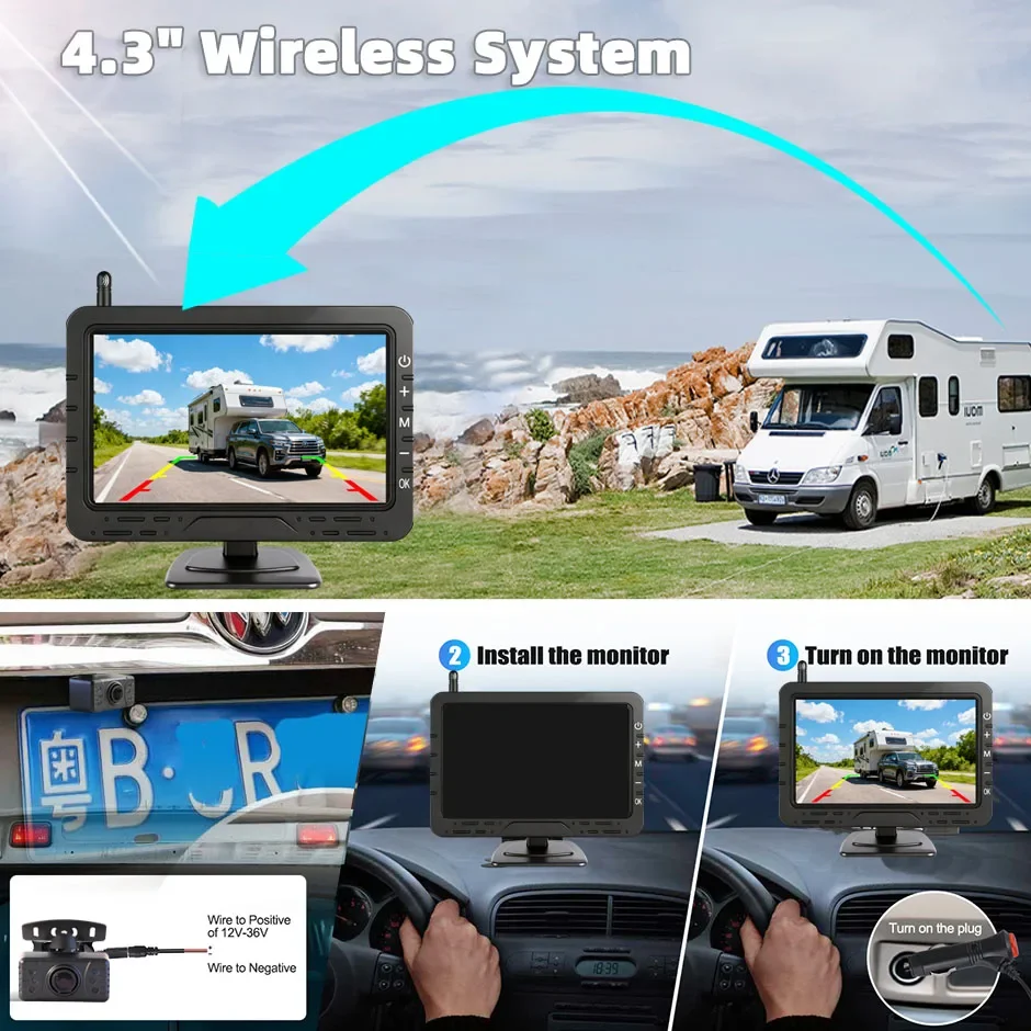 HDワイヤレス4.3インチ駐車監視カメラ AHD1080P  - Dash Cam With Parking Monitor のレビューと価格