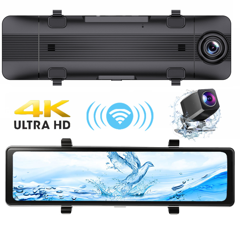 12インチ4K HDカープレイ対応車載リアビューミラー型ドラ - Dash Cam Rear View Mirror 12 Inch のレビューと価格