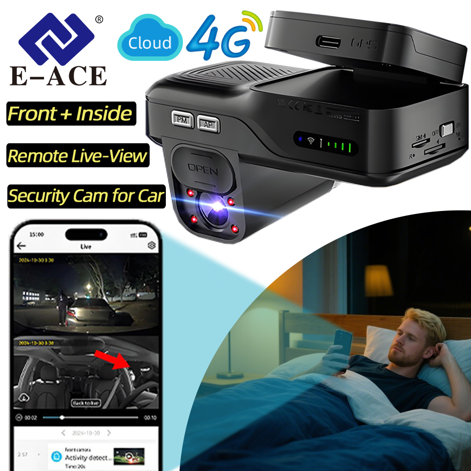 E-ACE 4G LTE ダッシュカム 車載ブラックボックス - Dash Cam Night Vision Infrared のレビューと価格